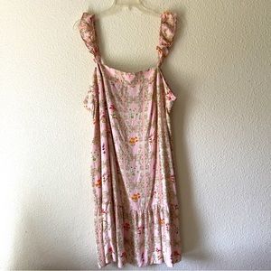 Agua Bendita Target Dainty Floral Tile Print Flutter Sleeve Mini Dress Sz 2X